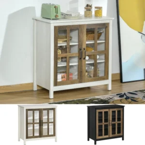 Modern Kitchen Sideboard, Glass Door Buffet Cabinet, 31.5 Inch