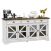 ZBOM 63" Farmhouse Buffet Sideboard Cabinet with 3 Drawers and Charging Station, TV Stand Coffee Bar for Living Room Dining Room